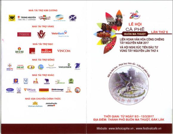 Thông tin Lễ hội và phê Buôn Ma Thuột lần thứ 6 và Liên hoan văn hoá Cồng chiêng Tây Nguyên năm 2017