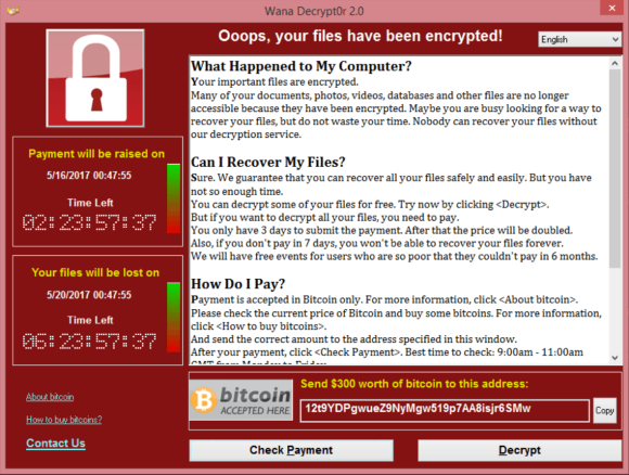 Xử lý gấp mã độc WannaCry khai thác một số lỗ hổng trên hệ điều hành Windows
